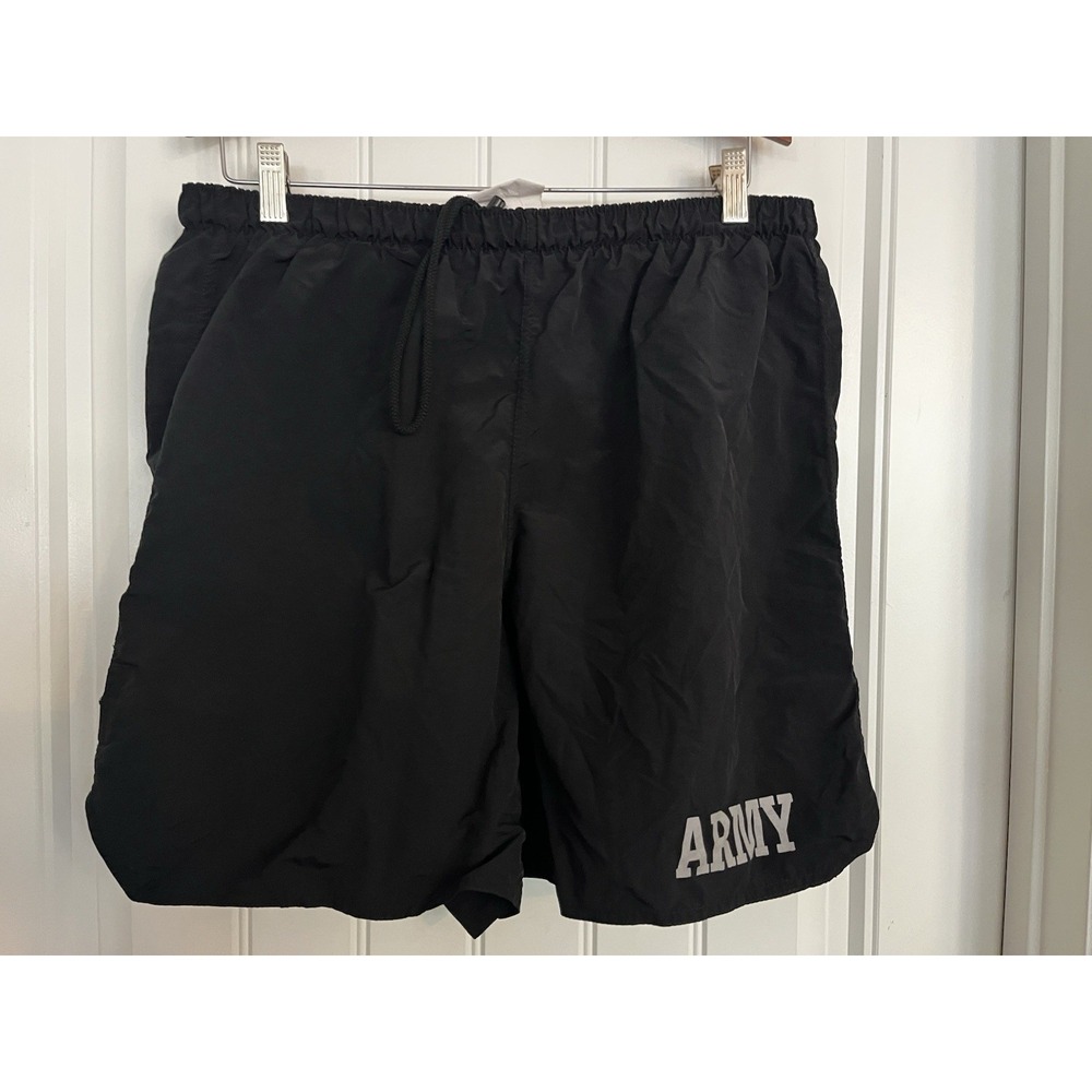 Official US Army APFU PT Running Shorts Trunks Black White Logo Size XXL 711